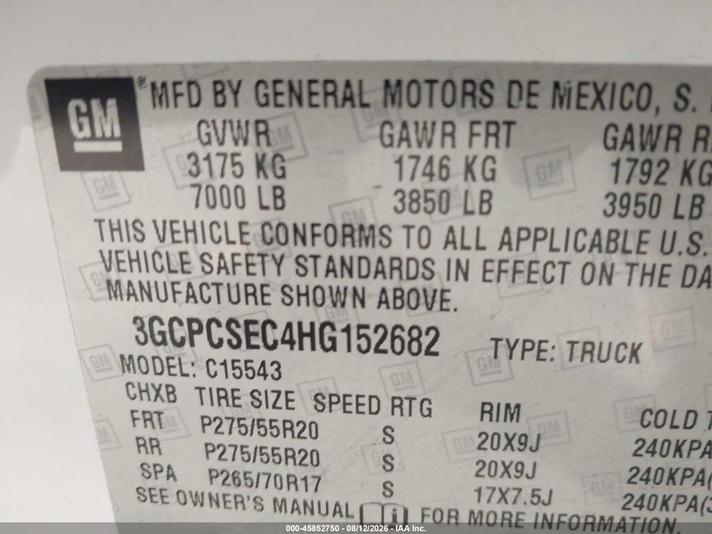3GCPCSEC4HG152682 2017 CHEVROLET SILVERADO 1500 photo no. 9
