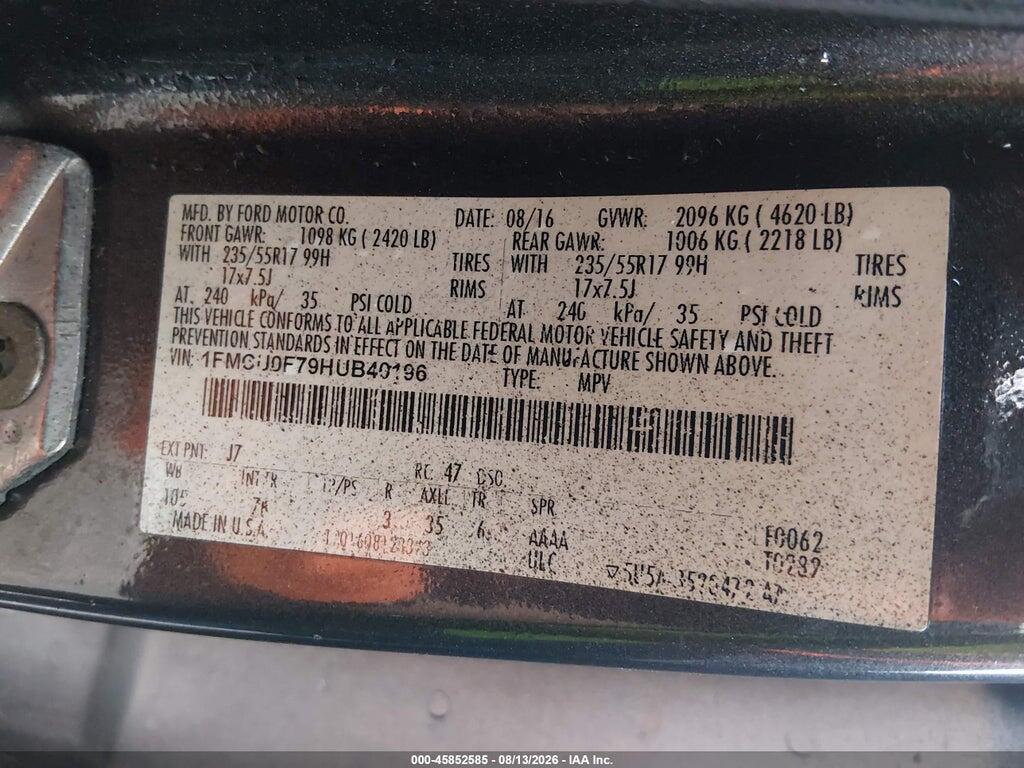 1FMCU0F79HUB40196 2017 FORD ESCAPE photo no. 9
