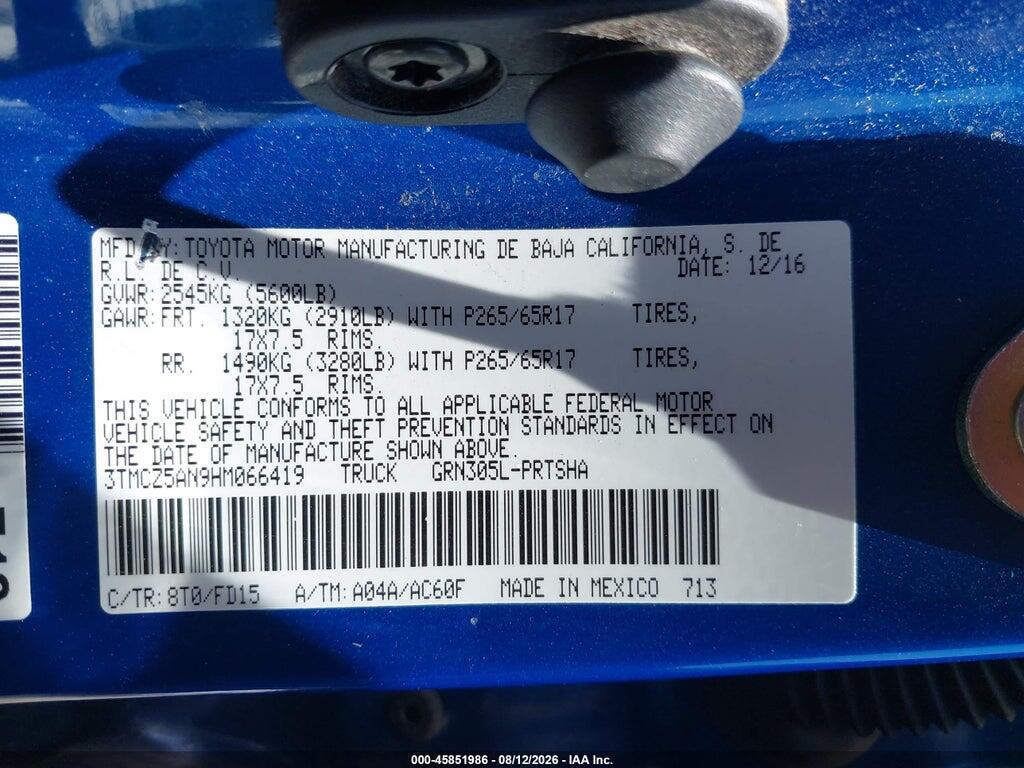 3TMCZ5AN9HM066419 2017 TOYOTA TACOMA photo no. 9