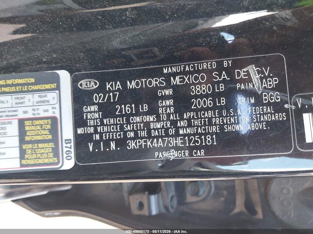 3KPFK4A73HE125181 2017 KIA FORTE photo no. 9