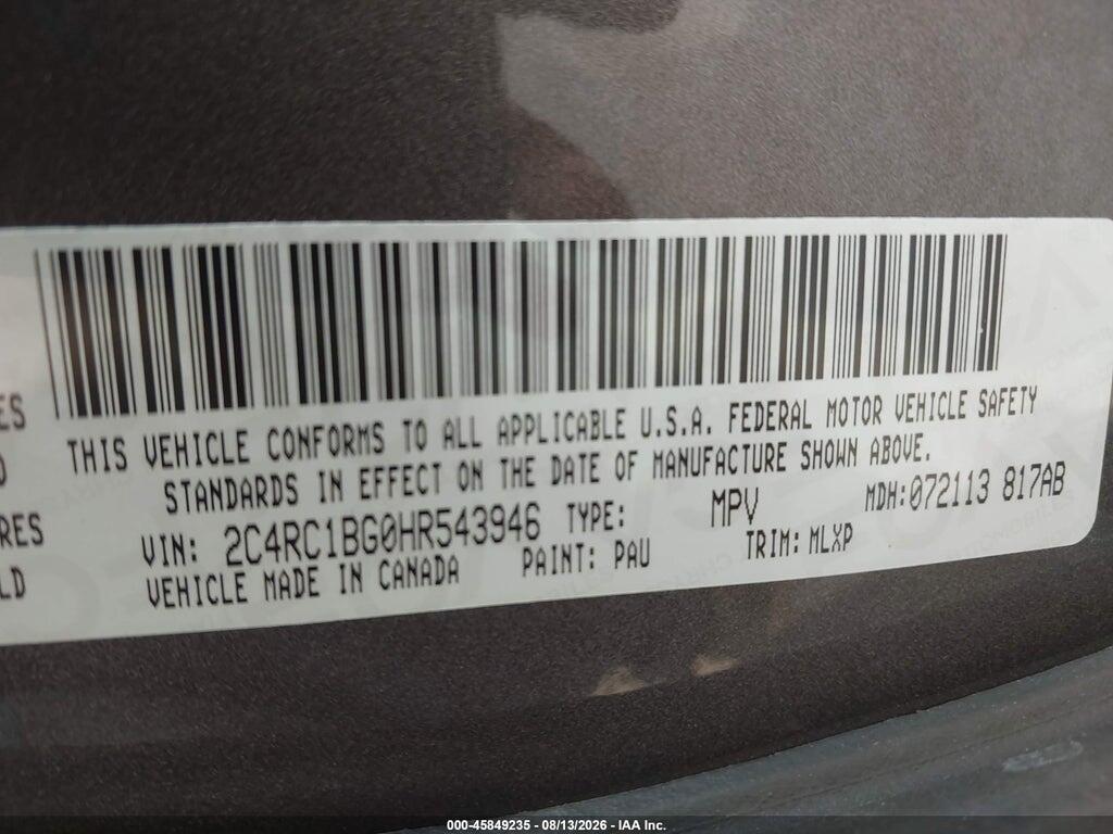 2C4RC1BG0HR543946 2017 CHRYSLER PACIFICA photo no. 9