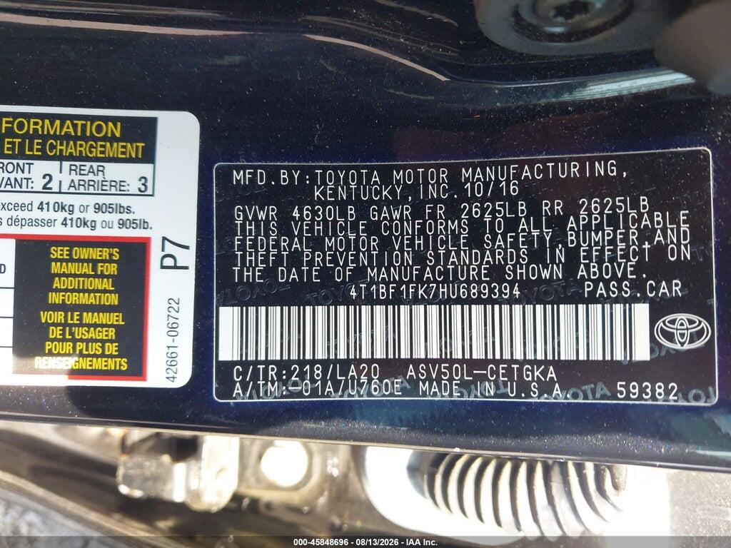 4T1BF1FK7HU689394 2017 TOYOTA CAMRY photo no. 9
