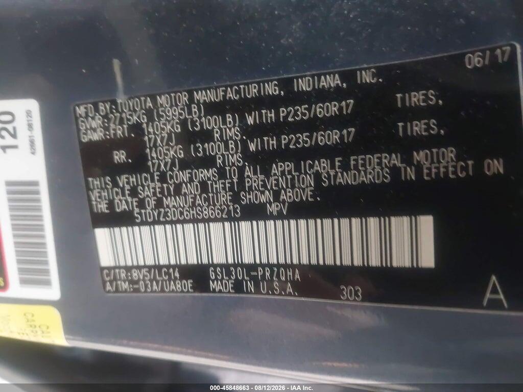 5TDYZ3DC6HS866213 2017 TOYOTA SIENNA photo no. 9