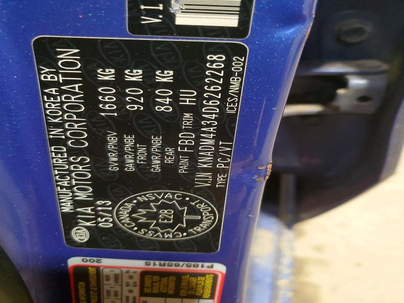 KNADM4A34D6262268 2013 KIA RIO LX AUTOMATIC photo no. 12