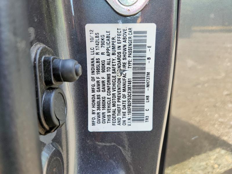 2012 HONDA CIVIC LX — Фото 12 из 12
