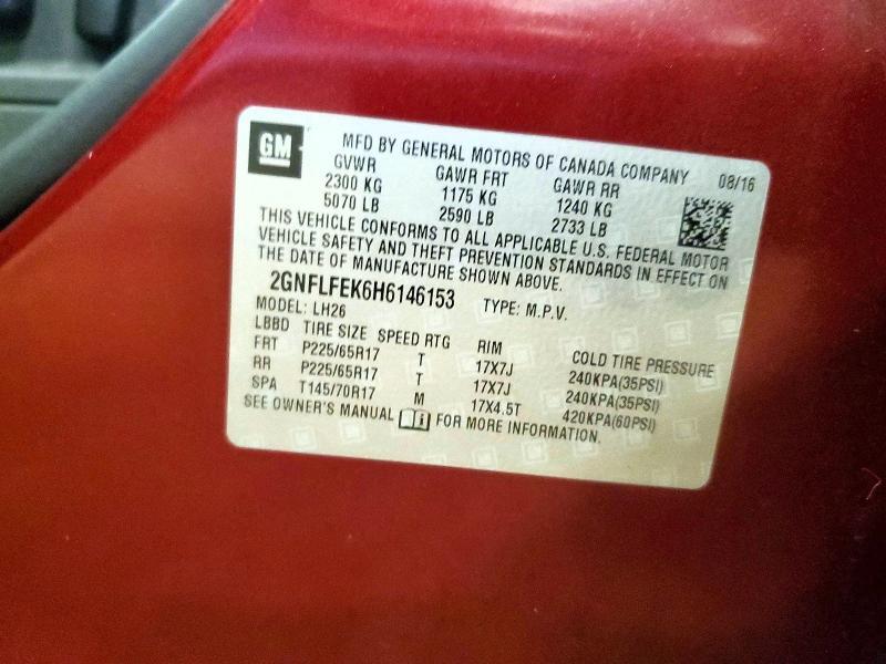2GNFLFEK6H6146153 2017 CHEVROLET EQUINOX photo no. 12