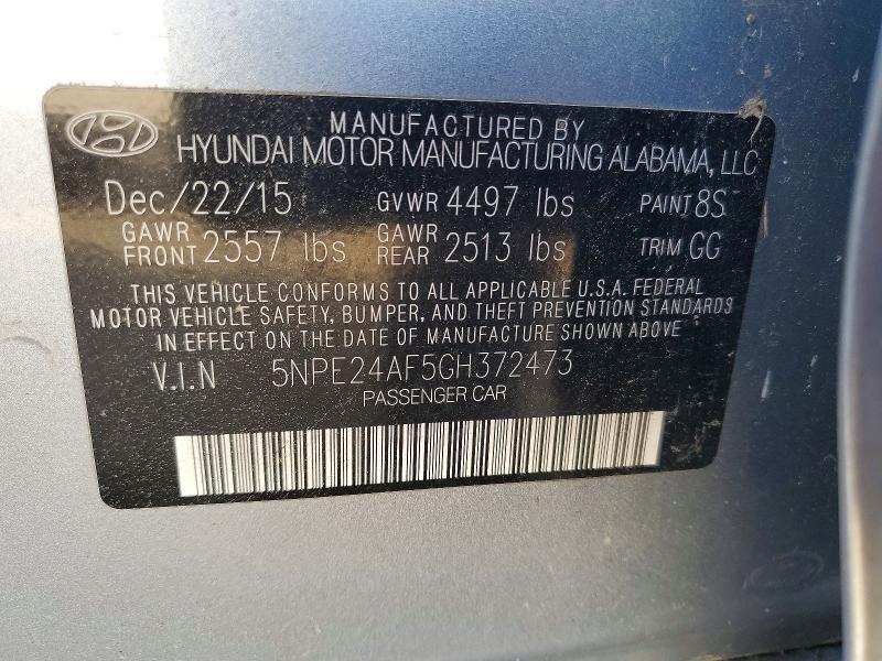 5NPE24AF5GH372473 2016 HYUNDAI SONATA photo no. 12