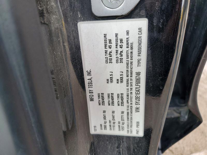 5YJ3E1EA7LF606746 2020 TESLA MODEL 3 photo no. 12