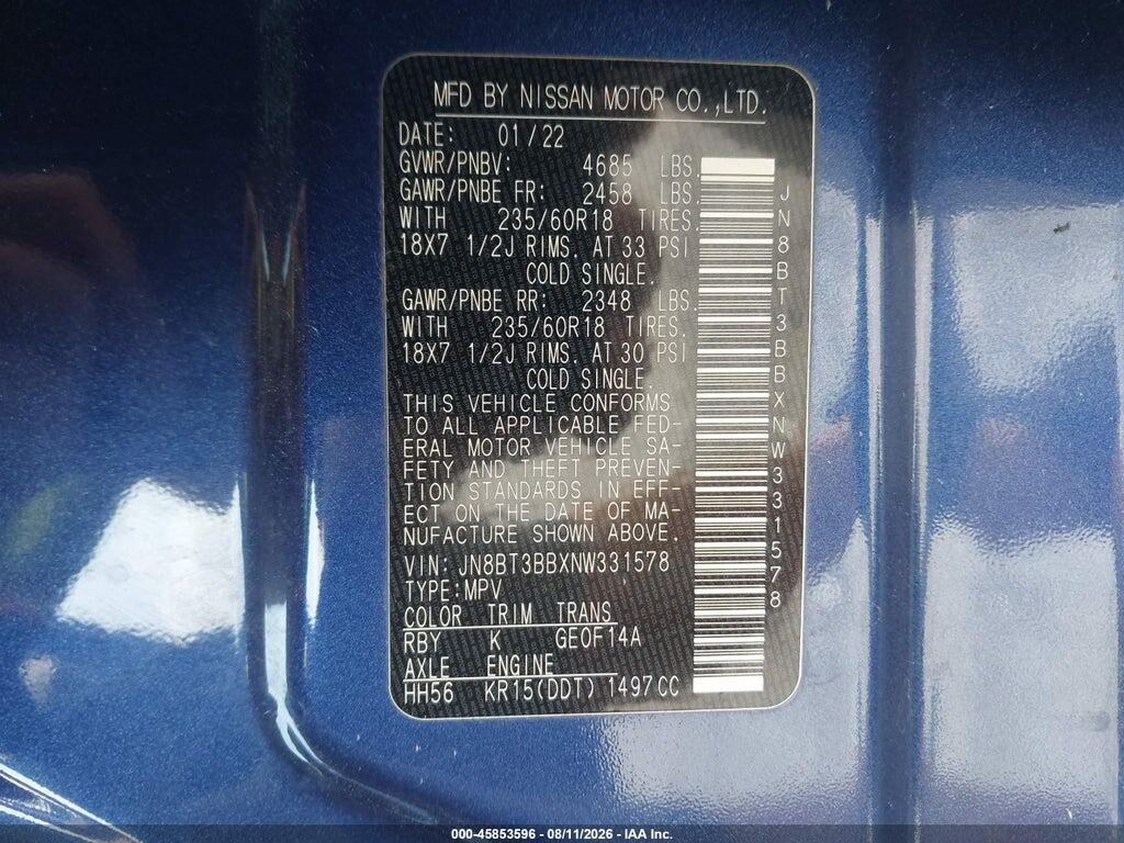 JN8BT3BBXNW331578 2022 NISSAN ROGUE photo no. 9