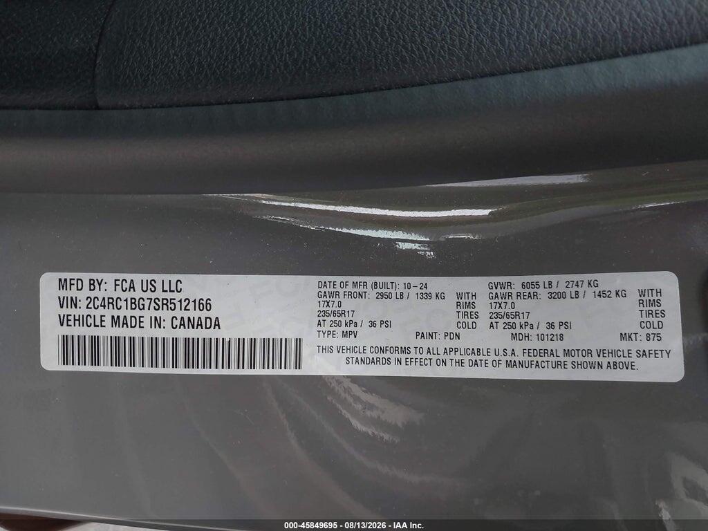 2C4RC1BG7SR512166 2025 CHRYSLER PACIFICA photo no. 9