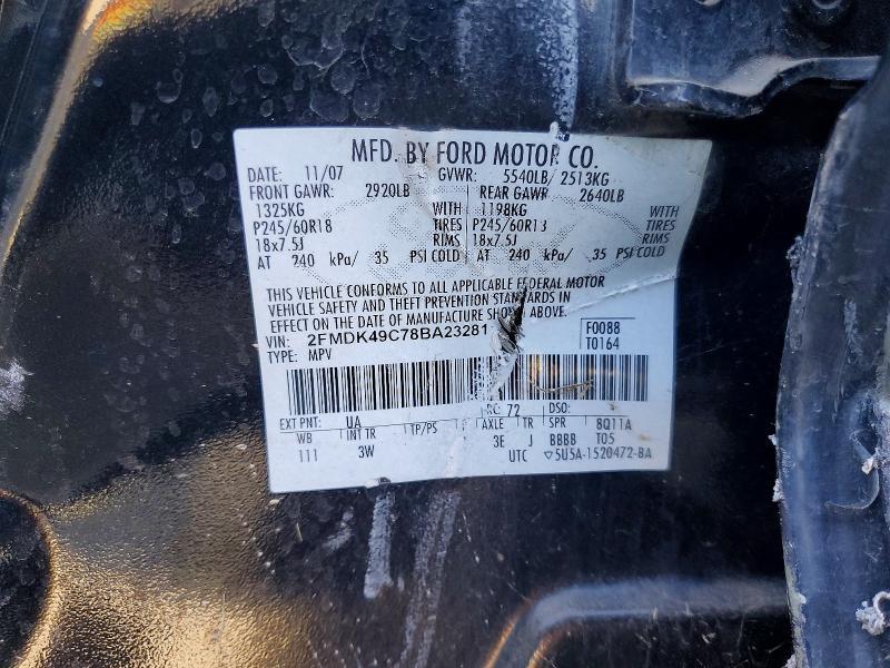 2FMDK49C78BA23281 2008 FORD EDGE photo no. 12