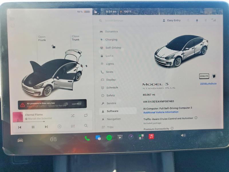 5YJ3E1EAXMF087483 2021 TESLA MODEL 3 photo no. 9