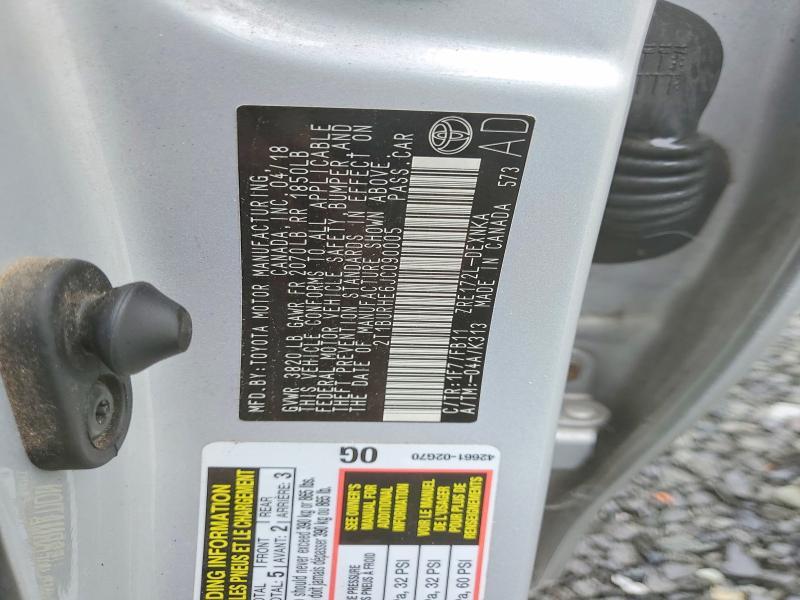 2T1BURHE6JC090005 2018 TOYOTA COROLLA photo no. 12