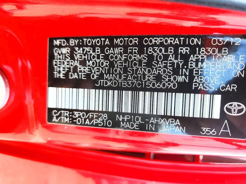2012 TOYOTA PRIUS C TWO — Фото 13 из 13