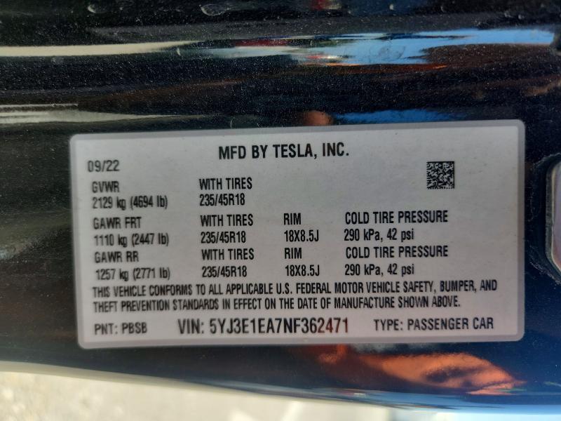 2022 TESLA MODEL 3 — Фото 13 из 13