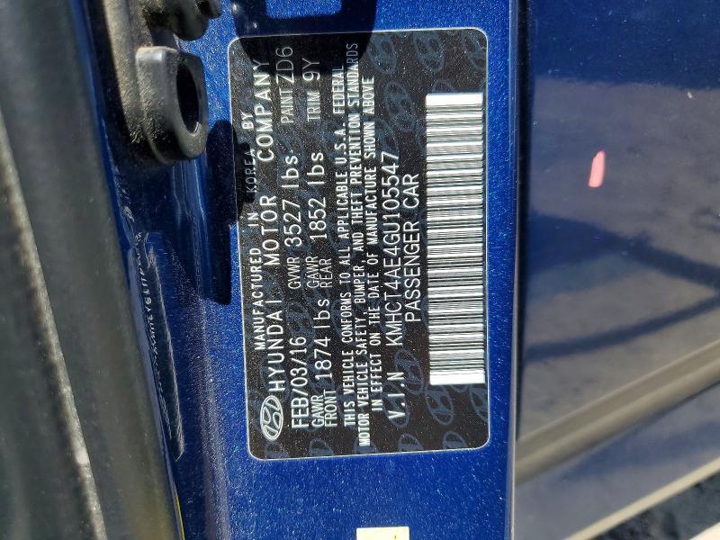 KMHCT4AE4GU105547 2016 HYUNDAI ACCENT photo no. 12