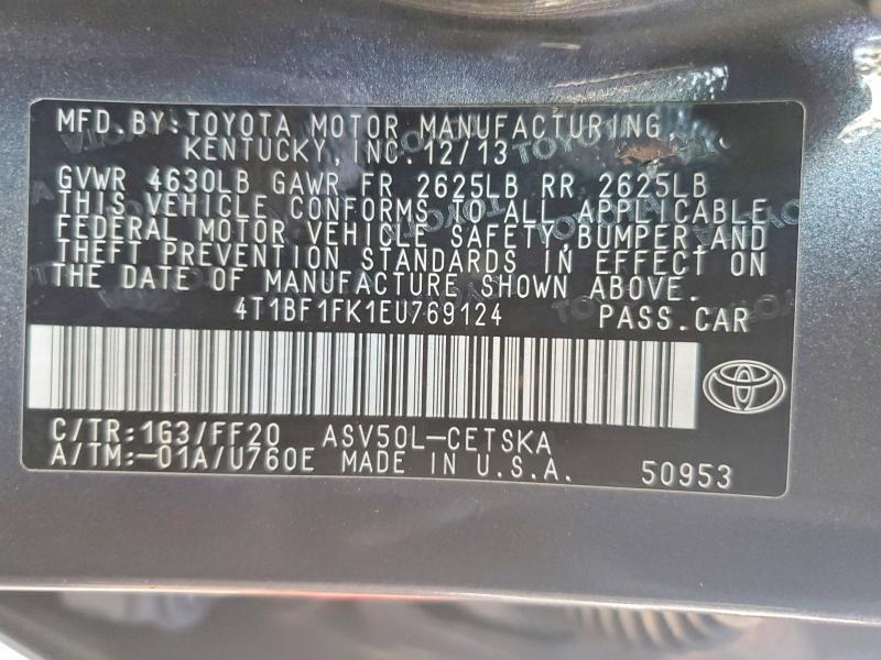2014 TOYOTA CAMRY SE — Фото 12 из 12