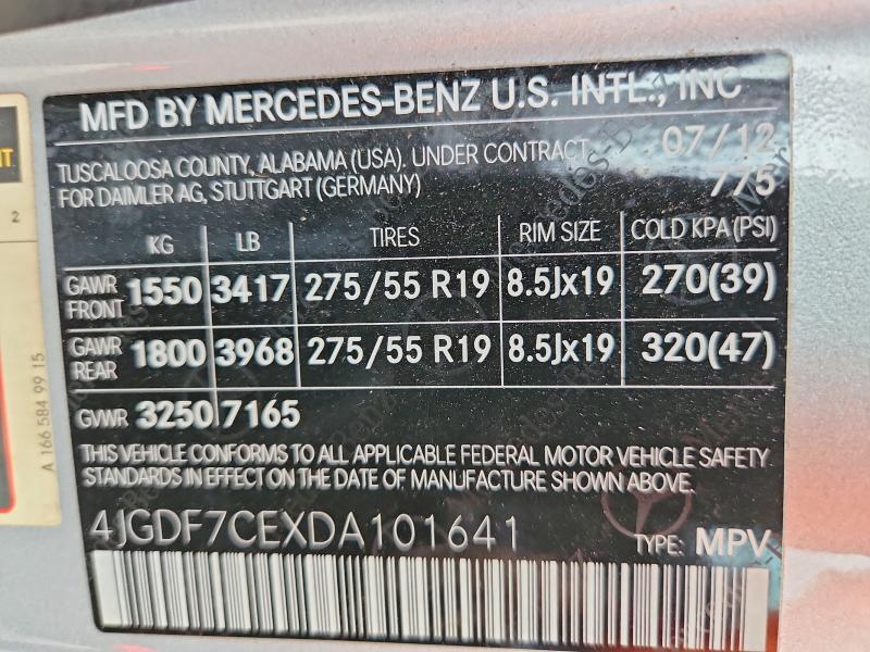 2013 MERCEDES-BENZ GL 450 4MATIC — Фото 13 из 13