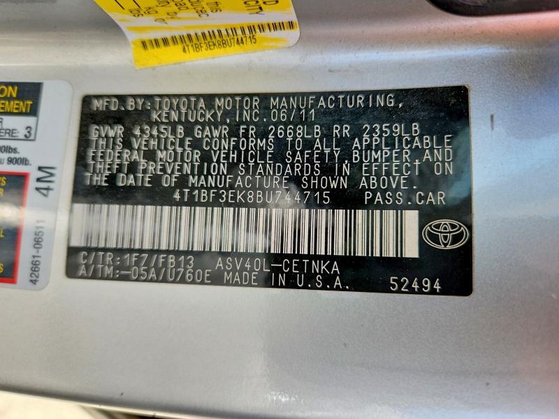 2011 TOYOTA CAMRY LE — Фото 13 из 13