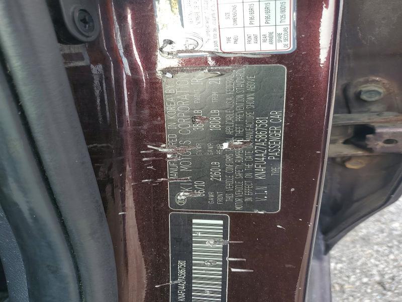 KNAFU4A27A5867581 2010 KIA FORTE photo no. 12