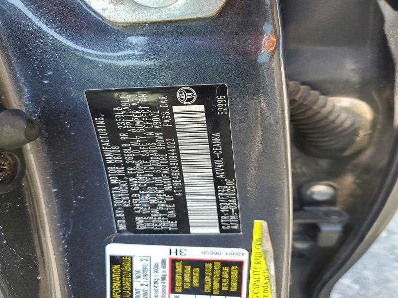 4T1BE46K49U844022 2009 TOYOTA CAMRY photo no. 12