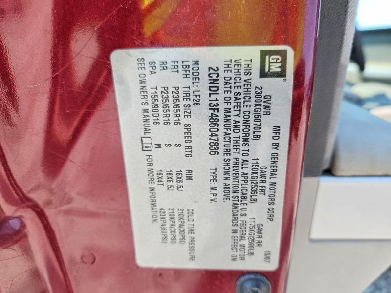 2CNDL13F486047836 2008 CHEVROLET EQUINOX photo no. 12