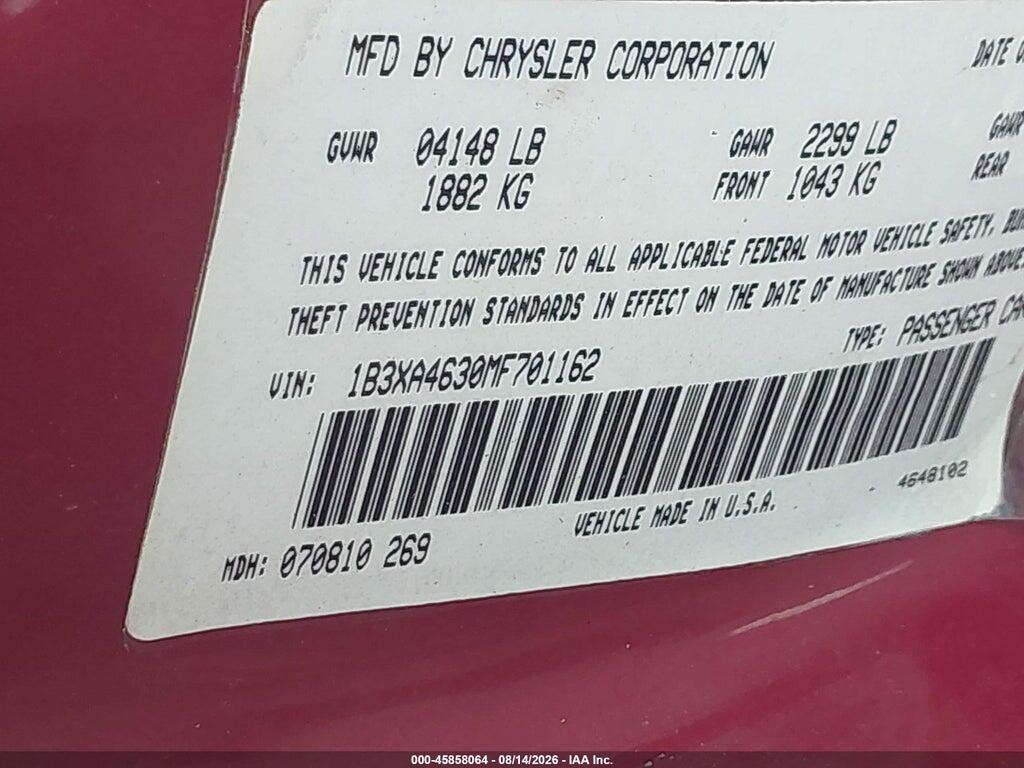 1B3XA4630MF701162 1991 DODGE SPIRIT photo no. 9