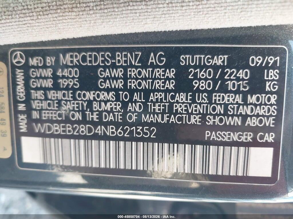 WDBEB28D4NB621352 1992 MERCEDES-BENZ 300 photo no. 9