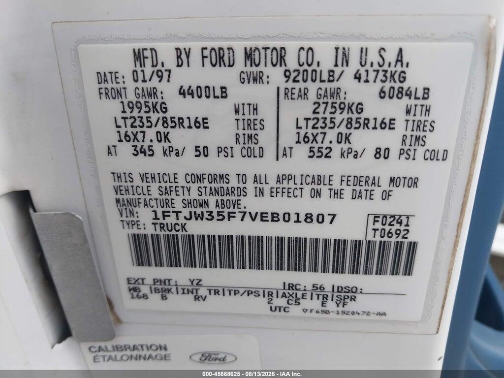 1FTJW35F7VEB01807 1997 FORD F-350 photo no. 9
