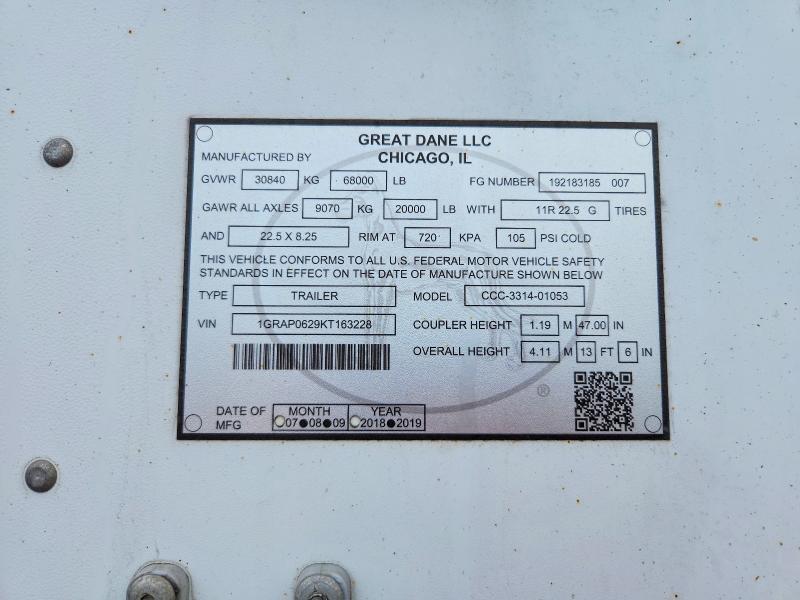 1GRAP0629KT163228 2019 GREAT DANE SEMITRLR photo no. 8