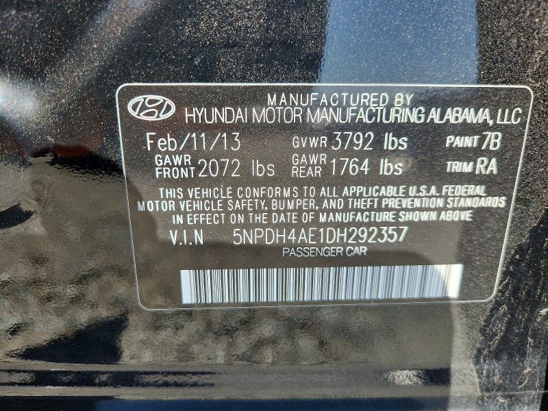 5NPDH4AE1DH292357 2013 HYUNDAI ELANTRA photo no. 12