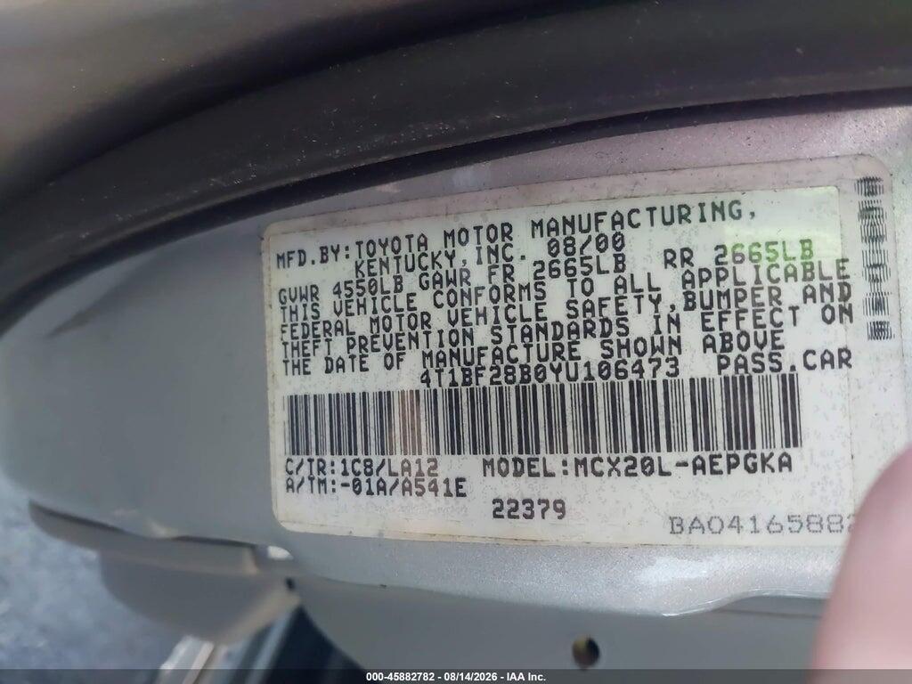 4T1BF28B0YU106473 2000 TOYOTA AVALON photo no. 9