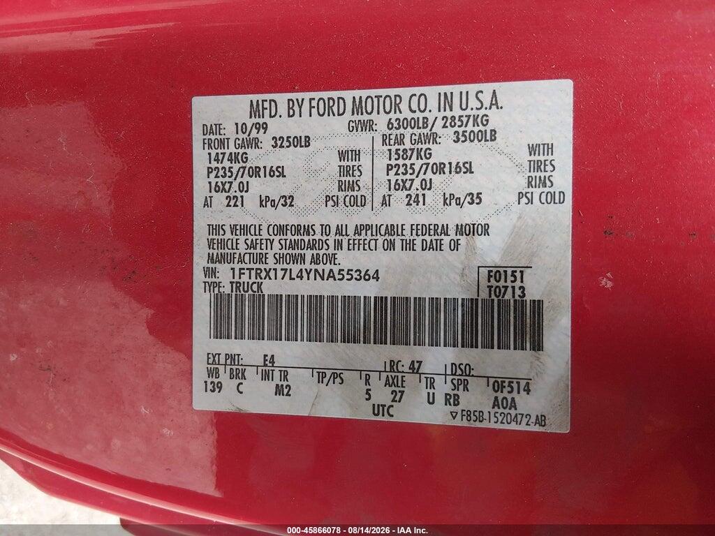 1FTRX17L4YNA55364 2000 FORD F-150 photo no. 9
