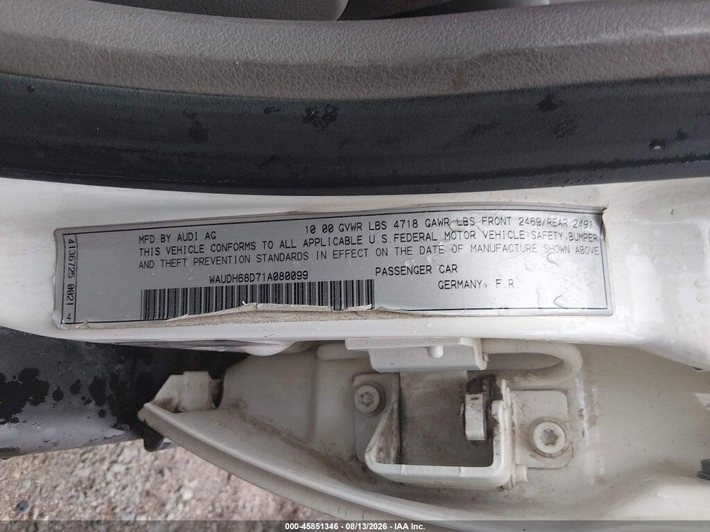 WAUDH68D71A080099 2001 AUDI A4 photo no. 9