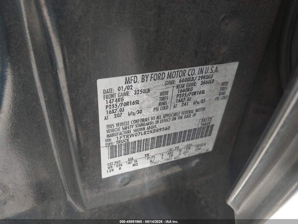 1FTRW07L82KB89560 2002 FORD F-150 photo no. 9