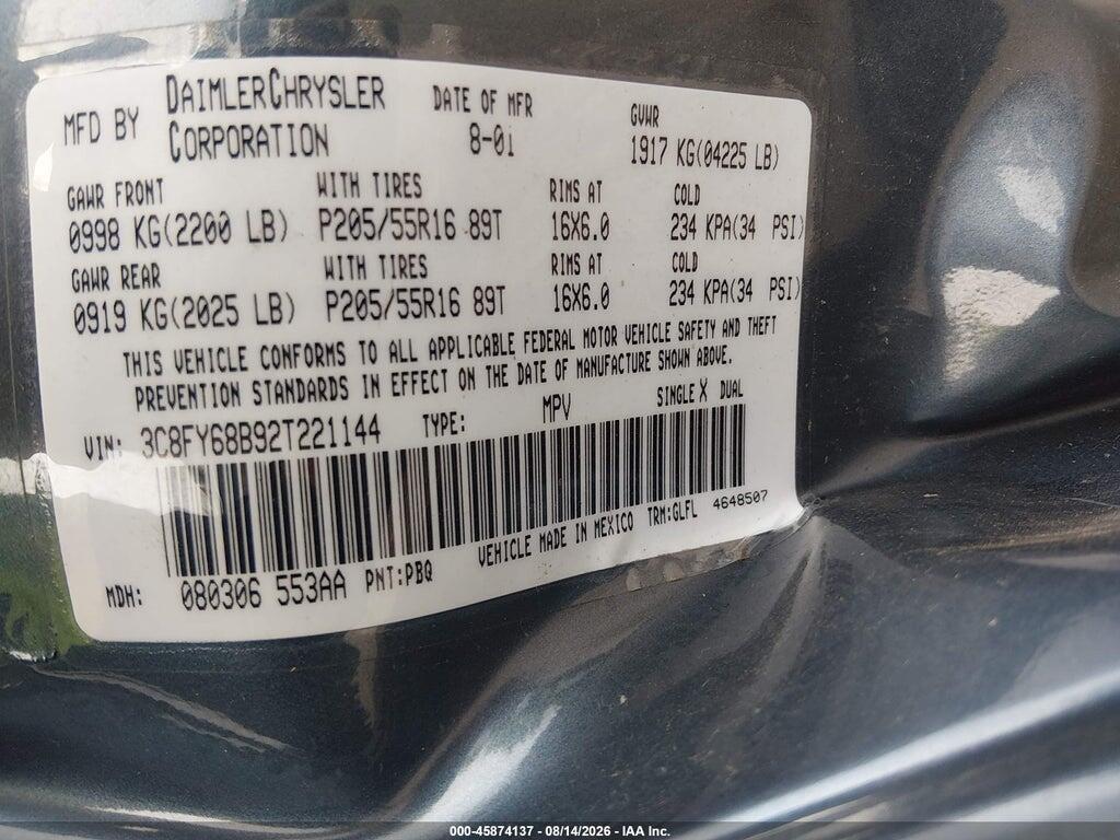 3C8FY68B92T221144 2002 CHRYSLER PT CRUISER photo no. 9