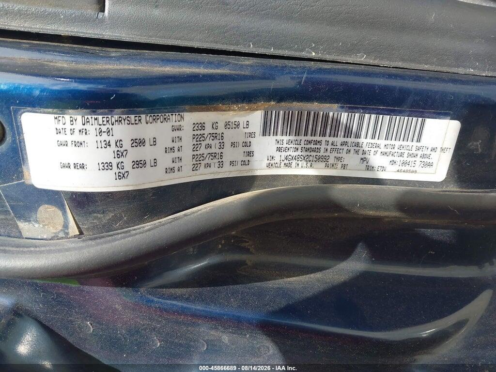 1J4GX48SX2C150992 2002 JEEP GRAND CHEROKEE photo no. 9