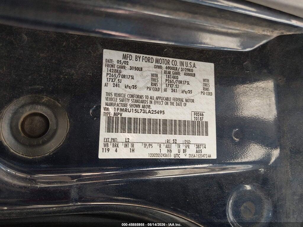 1FMRU15L73LA25495 2003 FORD EXPEDITION photo no. 9