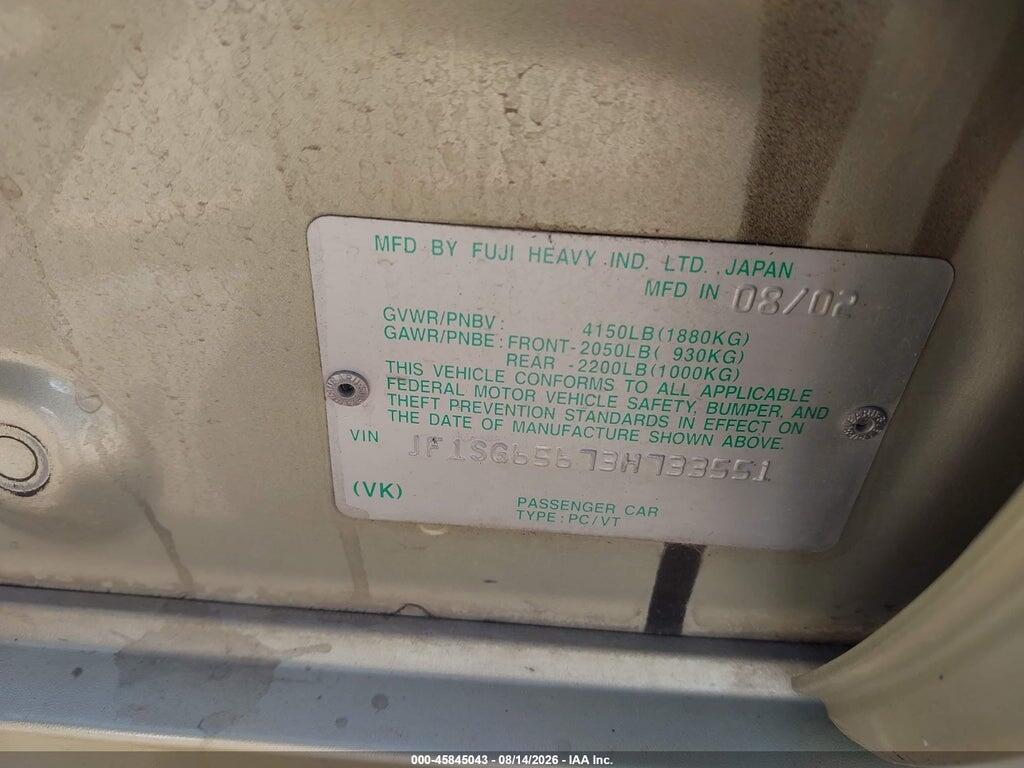 JF1SG65673H733551 2003 SUBARU FORESTER photo no. 9