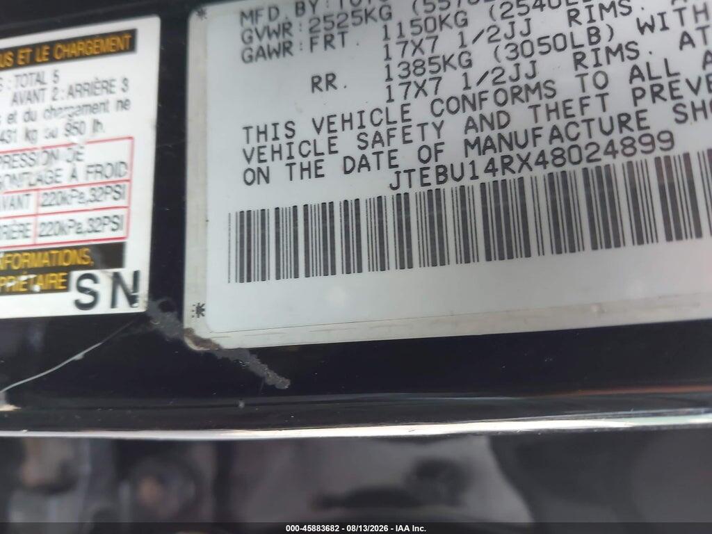 JTEBU14RX48024899 2004 TOYOTA 4RUNNER photo no. 9