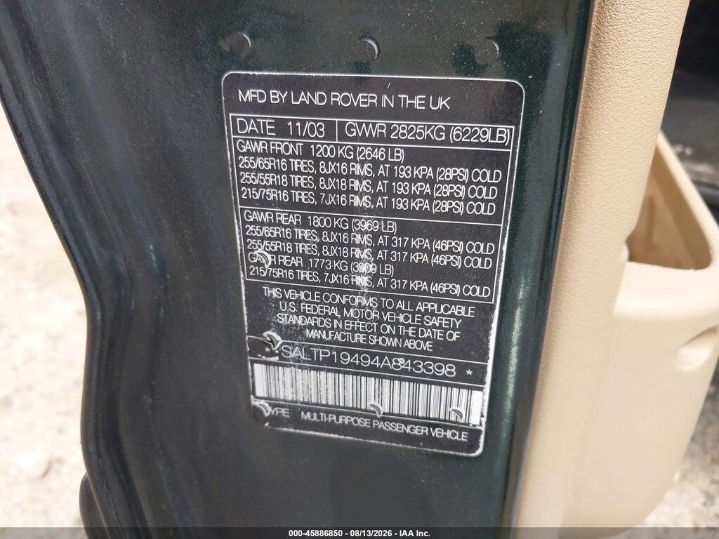 SALTP19494A843398 2004 LAND ROVER DISCOVERY photo no. 9