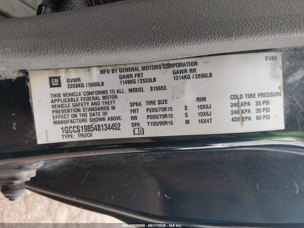 1GCCS198548134452 2004 CHEVROLET COLORADO photo no. 9