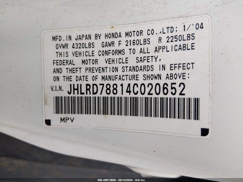 JHLRD78814C020652 2004 HONDA CR-V photo no. 9