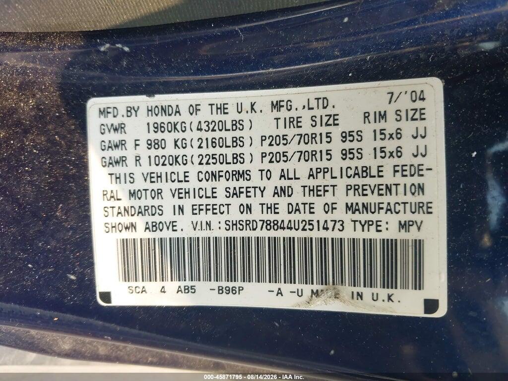 SHSRD78844U251473 2004 HONDA CR-V photo no. 9