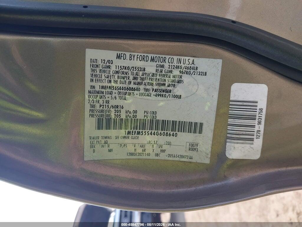 1MEFM55S44G608640 2004 MERCURY SABLE photo no. 9