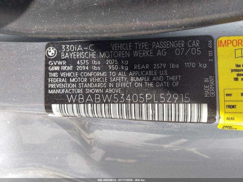 WBABW53405PL52915 2005 BMW 330CI photo no. 9