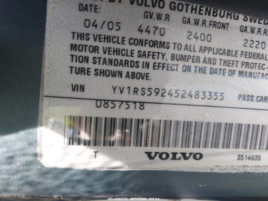 YV1RS592452483355 2005 VOLVO S60 photo no. 9