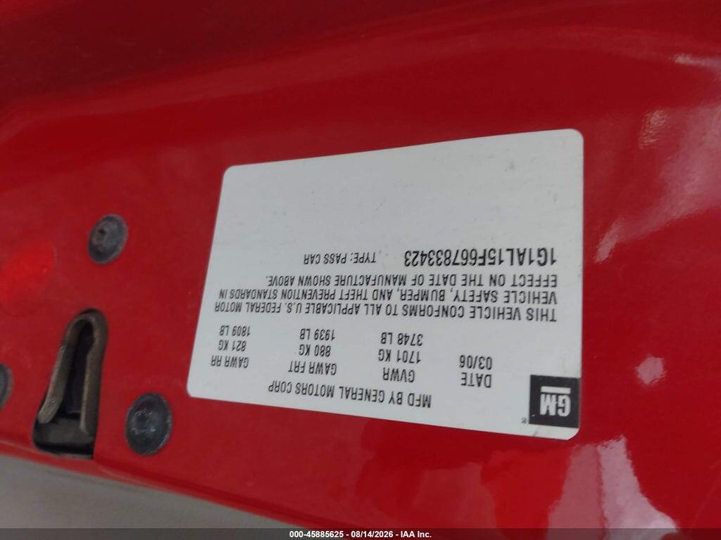 1G1AL15F667833423 2006 CHEVROLET COBALT photo no. 9
