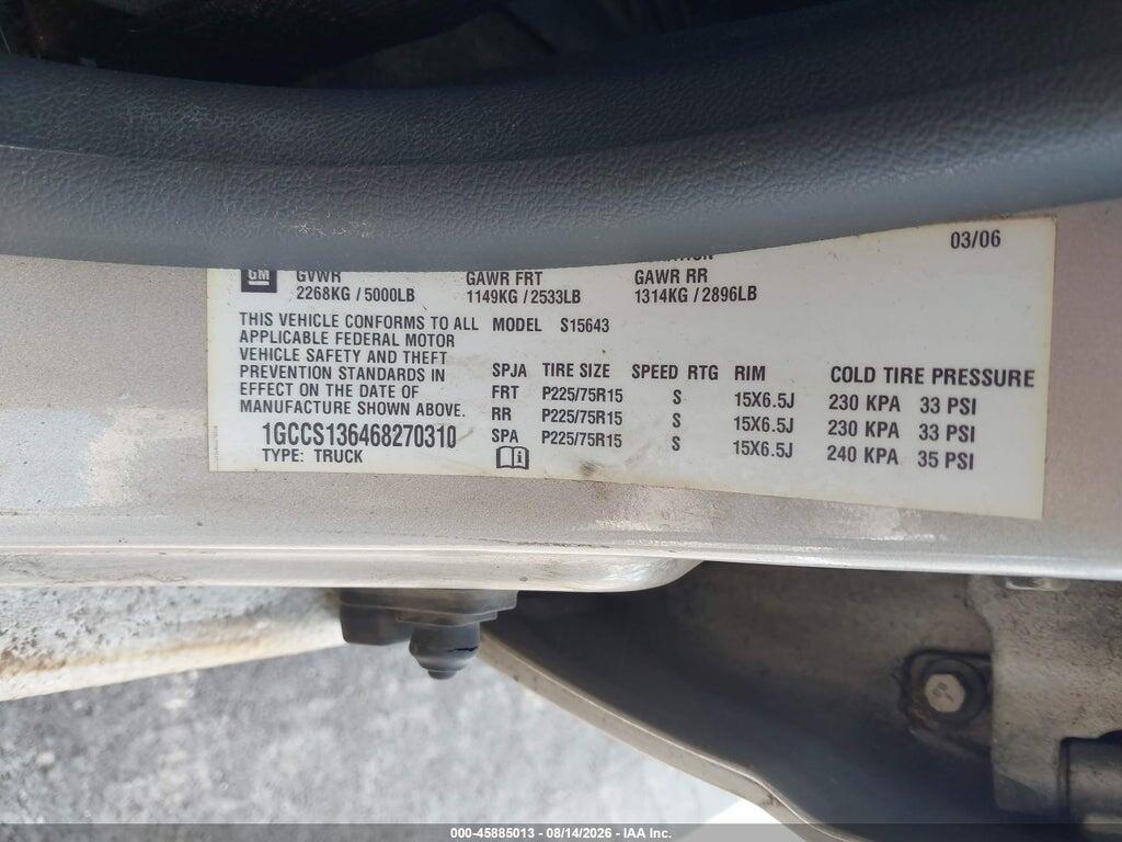 1GCCS136468270310 2006 CHEVROLET COLORADO photo no. 9