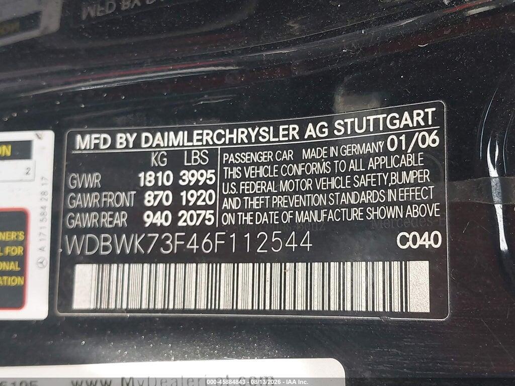 WDBWK73F46F112544 2006 MERCEDES-BENZ SLK 55 AMG photo no. 9